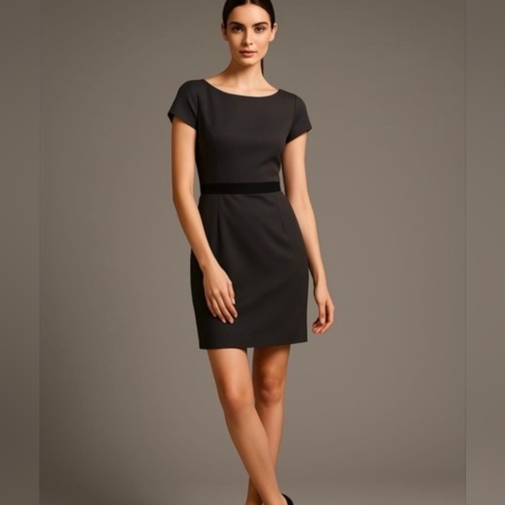 Theory Joena Mini Notorious Contrast Pockets Round Neck Sheath Dress Women's 4
